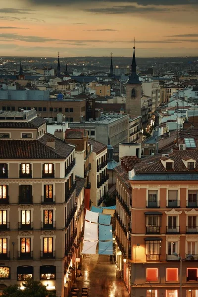 Vista Para Telhado Madrid Horizonte Cidade Entardecer Espanha — Fotografia de Stock