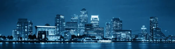 Canary Wharf Business District London Night Thames River — Stock Photo, Image