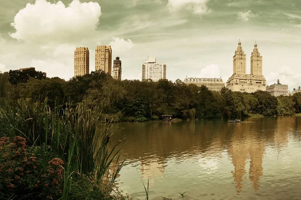 Central Park Spring Com Panorama Panorâmico Centro Manhattan Nova Iorque — Fotografia de Stock