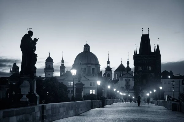 Ponte Charles Praga República Checa Noite — Fotografia de Stock