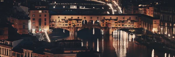 Ponte Vecchio Sul Panorama Dell Arno Firenze Notte — Foto Stock