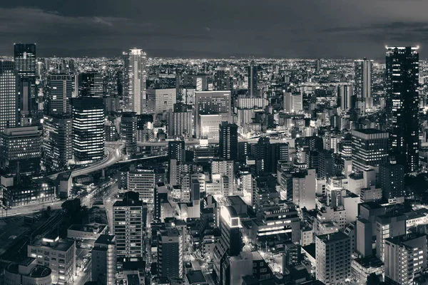 Die Stadt Osaka Bei Nacht Auf Dem Dach Japan — Stockfoto