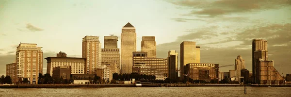 Distrito Empresarial Canary Wharf Londres Pôr Sol — Fotografia de Stock