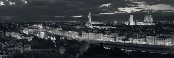 Florence Skyline Viewed Piazzale Michelangelo Night Panorama Black White — Stock Photo, Image