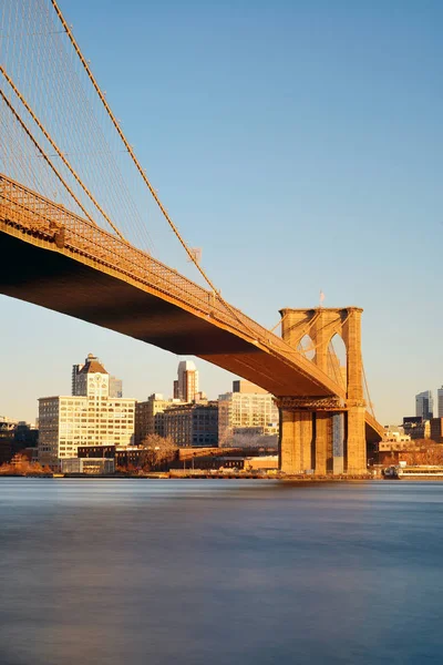 Brooklyn Brücke Wasser Downtown Manhattan New York City — Stockfoto
