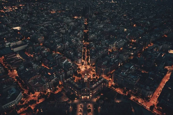 Barcelona Rua Vista Aérea Noite Com Belos Padrões Espanha — Fotografia de Stock