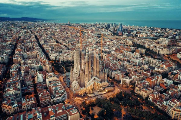 Sagrada Familia Basilica Letecký Pohled Jako Slavný Orientační Bod Barceloně — Stock fotografie