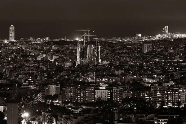 Sagrada Familia City Skyline Night Barcelona Spain — Stock Photo, Image