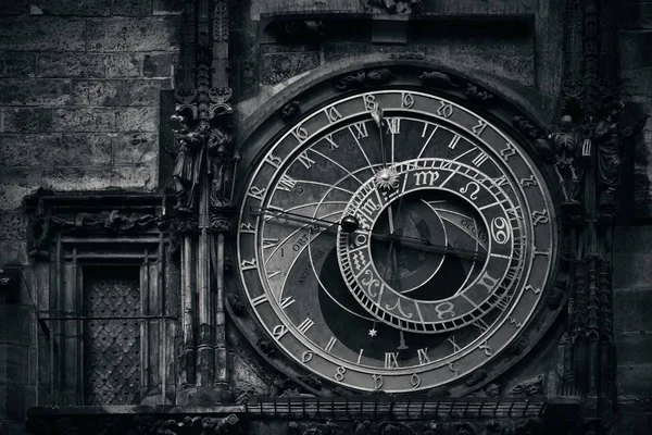 Primer Plano Del Reloj Astronómico Plaza Ciudad Vieja Praga República —  Fotos de Stock