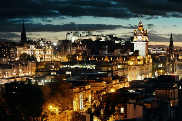 Edimburgo Vista Cidade Noite Reino Unido — Fotografia de Stock