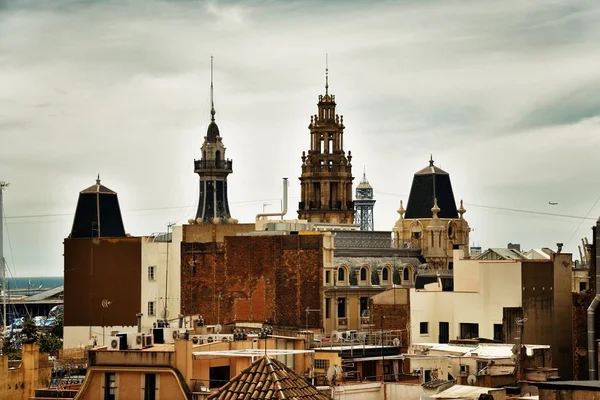 Vista Para Telhado Barcelona Com Arquitetura Cidade Espanha — Fotografia de Stock