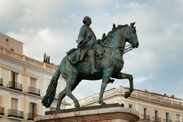 König Carlos Iii Pferd Auf Der Puerta Del Sol Madrid — Stockfoto