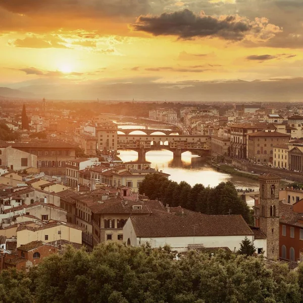 Florencie Panorama Při Západu Slunce Itálii — Stock fotografie