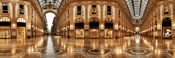 Galleria Vittorio Emanuele Winkelcentrum Interieur Panorama Milaan Italië — Stockfoto