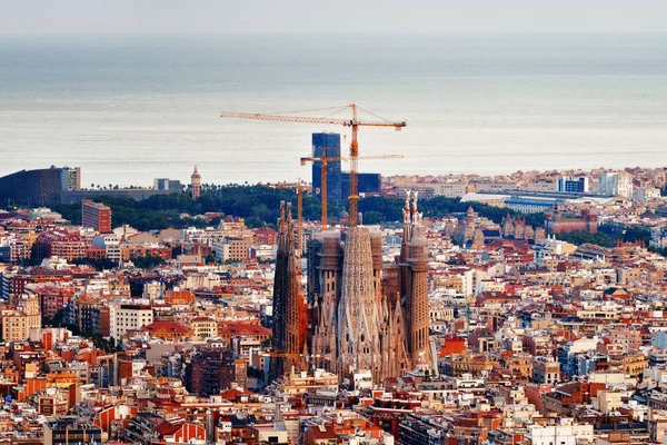 Sagrada Familia Mit Skyline Barcelona Spanien Stockbild