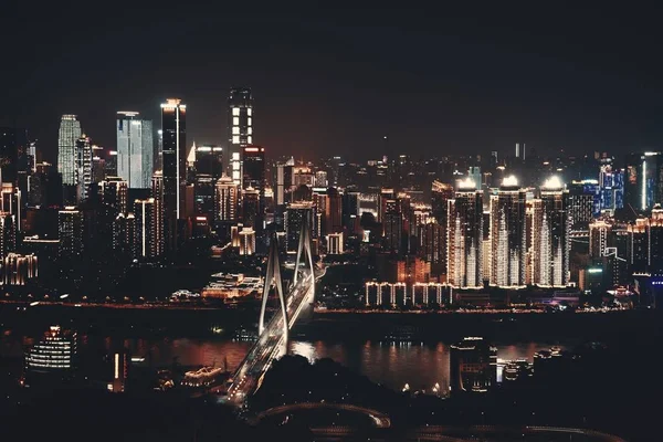 重庆城市建筑与城市天际线的空中景观 — 图库照片