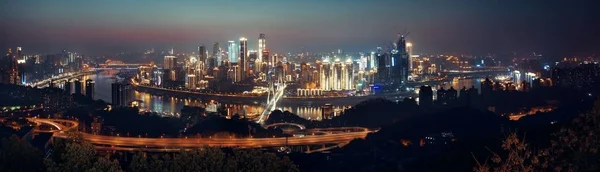 Chongqing Urban Arkitektur Och Staden Skyline Panorama Natten Kina — Stockfoto