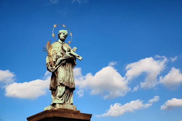 Primo Piano Della Statua Ponte Carlo Praga Repubblica Ceca — Foto Stock