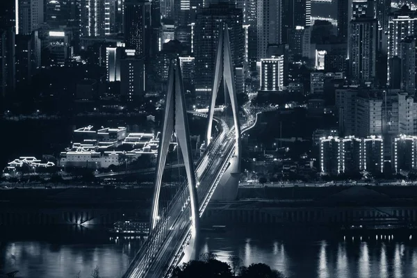 Brug Stedelijke Architectuur Nachts Chongqing China — Stockfoto