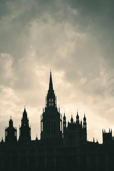 Silueta Westminster Palace Con Nube Londres —  Fotos de Stock