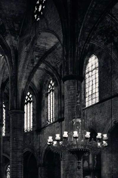 Basilika Santa Maria Del Mar Lampa Närbild Barcelona Spanien — Stockfoto