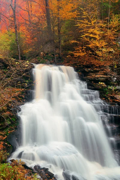 Herfst Watervallen Park Met Kleurrijk Gebladerte — Stockfoto