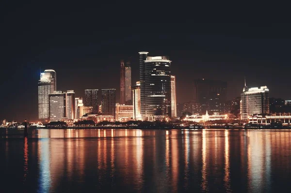 Urban Buildings Night Waterfront Xiamen Fujian China — Stock Photo, Image