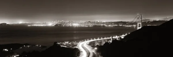 Мост Золотые Ворота Сан Франциско Ночью Панорама — стоковое фото