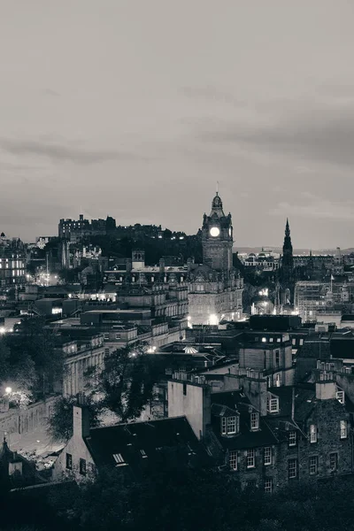 Edimburgo Vista Sulla Città Notte Nel Regno Unito — Foto Stock