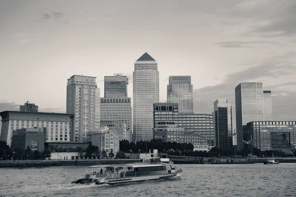 Canary Wharf Business District London Black White — Stock Photo, Image