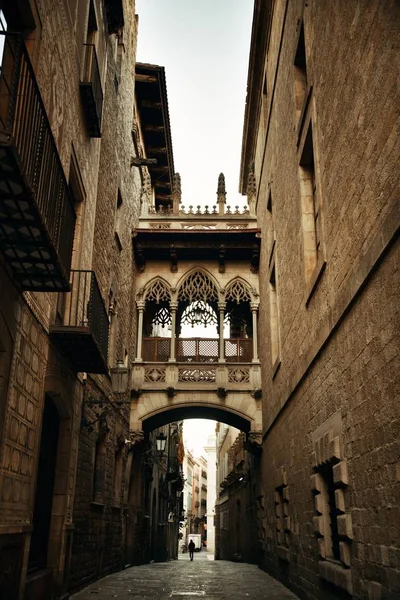 Pont Del Bisbe Rua Estreita Bairro Gótico Barcelona Espanha — Fotografia de Stock