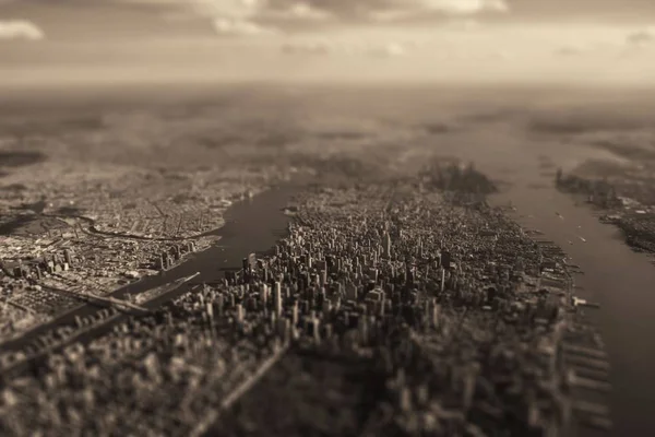 Luchtfoto Van New York City Tiltshift — Stockfoto