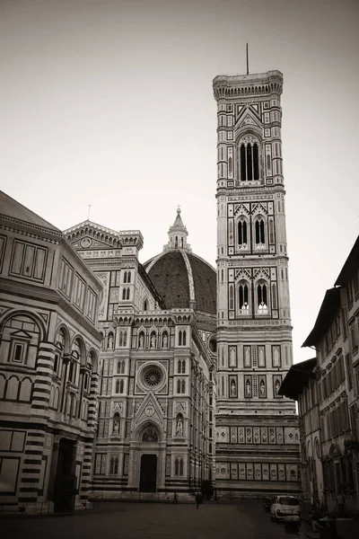 Duomo Santa Maria Del Fiore Floransa Talya Sokak Manzarası Siyah — Stok fotoğraf