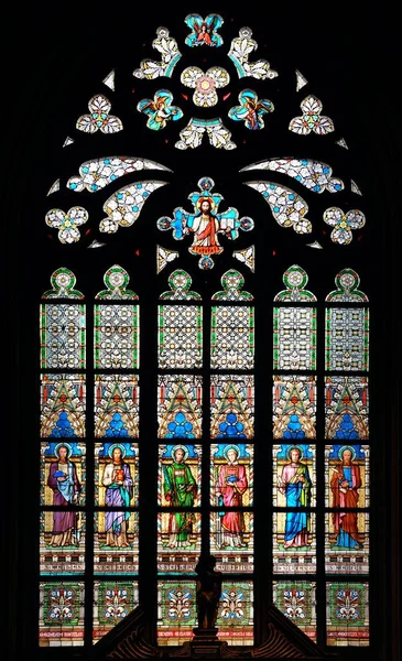 Fläcken Glas Mönster Vitus Cathedral Slottet Prag Tjeckien — Stockfoto