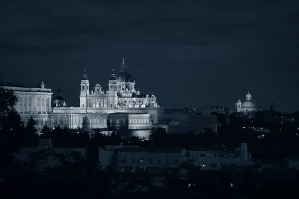 Catedral Santa Maria Real Almudena Noite Madrid Espanha — Fotografia de Stock