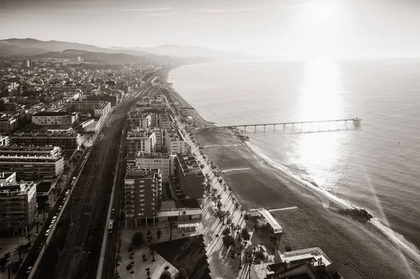 Barcelona Coast Pier Aerial View Spain — Stock Photo, Image