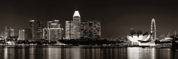 Skyline Singapore Notte Con Edifici Urbani — Foto Stock