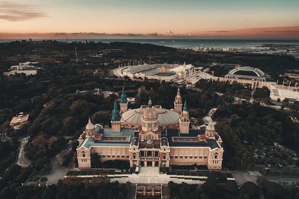 National Art Museum Catalonia Aerial View Sunrise Montjuic Barcelona — Stock Photo, Image