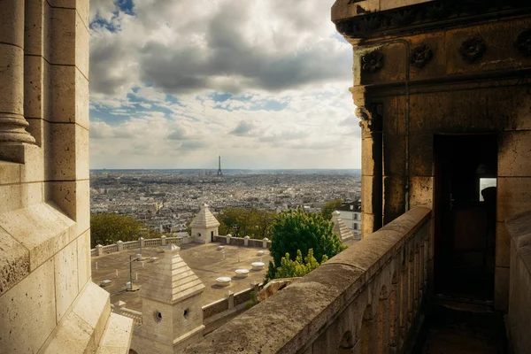 Vista Dall Alto Della Cattedrale Sacre Coeur Con Torre Eiffel — Foto Stock