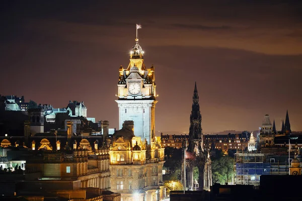 Widok Miasto Edynburg Nocą Wielkiej Brytanii — Zdjęcie stockowe