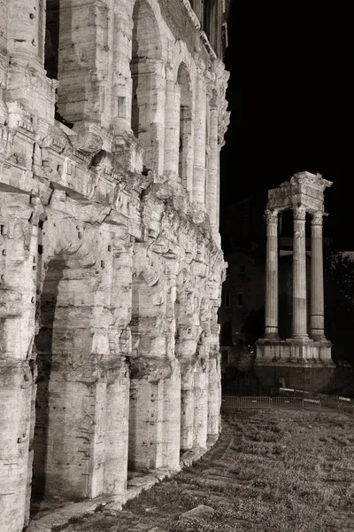 Marcellos Teater Med Historiska Ruiner Natten Rom Italien — Stockfoto