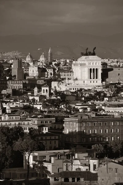 Rome Uitzicht Het Dak Met Oude Architectuur Italië Zwart Wit — Stockfoto