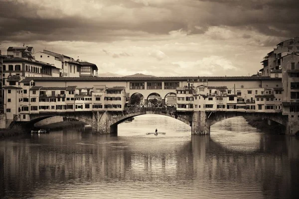 Ponte Vecchio Sul Fiume Arno Firenze Bianco Nero — Foto Stock