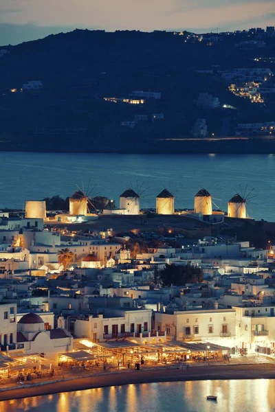Yel Değirmeni Körfez Yunanistan Mykonos Adası Ndaki Ünlü Şehir Simgesi — Stok fotoğraf