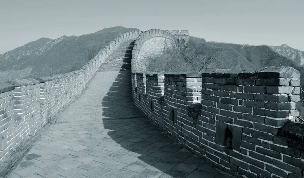 Grote Muur Zwart Wit Peking China — Stockfoto