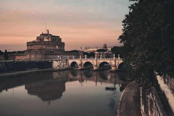 Castel Sant Angelo Itália Roma Ponte Sobre Rio Tibre — Fotografia de Stock