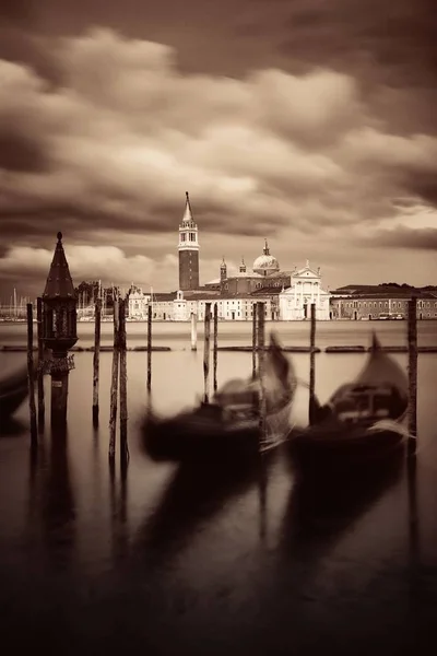 Parc Gondoles Dans Eau San Giorgio Maggiore Île Venise Italie — Photo