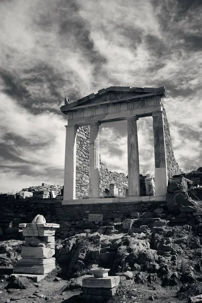 Temple Historical Ruins Delos Island Mikonos Greece — Stock Photo, Image