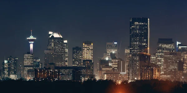 Geceleri Calgary Alberta Kanada Şehir Panoraması — Stok fotoğraf