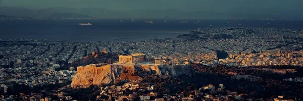 Panorama Skyline Atene All Alba Visto Dal Monte Lykavitos Con — Foto Stock